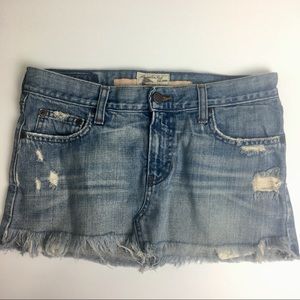Cutoff Denim Mini Skirt Frayed Distressed